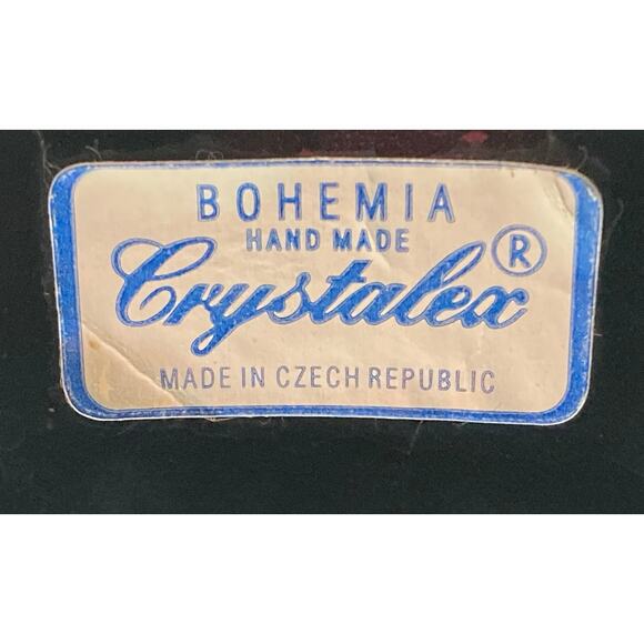 VTG Crystalex Deep Amethyst Bohemian Czech Crystal Vase Painted Flowers 8.5" Tal - Picture 10 of 11